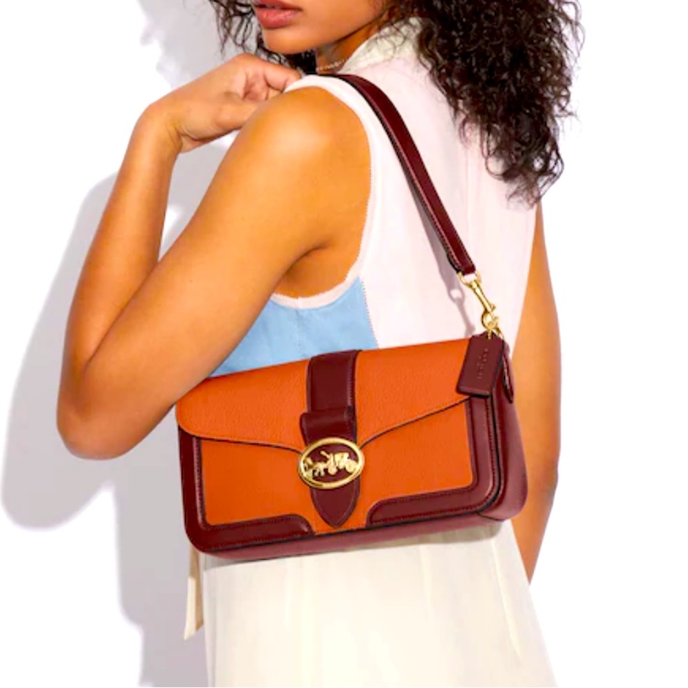 🧡🔥Amazing Georgie Shoulder Bag Purse BlockColor NWT cross body 🔥🧡 COACH